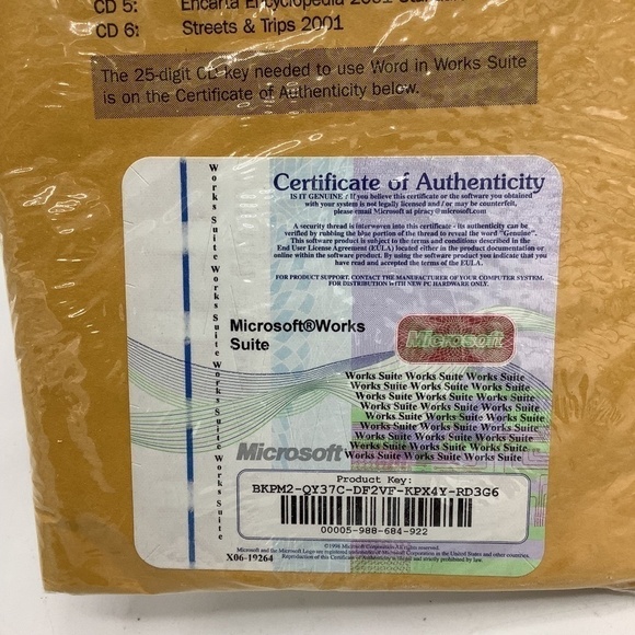 NEW Old Stock Microsoft Works Suite 2001 Encarta Set of 6 CDs SEALED - Picture 2 of 9